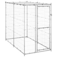 VidaXL Hondenkennel buiten met dak 110x220x180 cm gegalvaniseerd staal - thumbnail