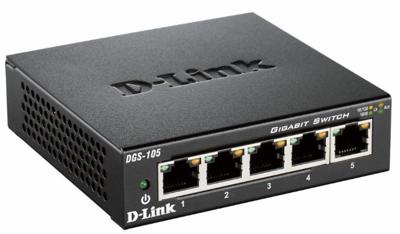 D-Link DGS-105 Netwerk switch 5 poorten 1 GBit/s D-Link DGS-105 Netwerk switch 5 poorten 1 GBit/s
