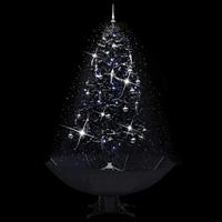 Kerstboom sneeuwend met paraplubasis 190 cm PVC zwart - thumbnail