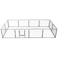 Hondenren met 12 panelen 80x60 cm staal zwart - thumbnail
