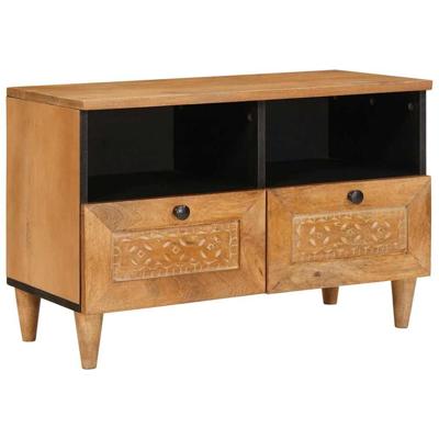 TV-kast met lade Lichtbruin 70 x 33 x 46 cm massief mangohout