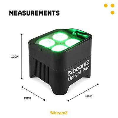 BeamZ 4x BBP94W verticale LED par op accu RGBWA+UV WDMX