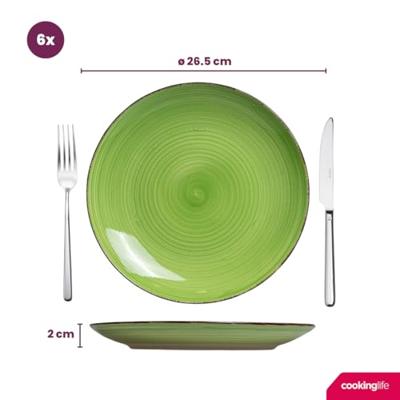 Cookinglife Serviesset Delice Groen 18-delig / 6 personen - 6 dinerborden, 6 diepe borden en 6 ontbijtborden