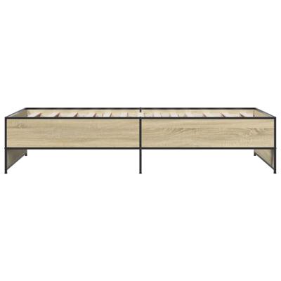 Bedframe bewerkt hout metaal sonoma eikenkleurig 120x190 cm