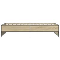 Bedframe bewerkt hout metaal sonoma eikenkleurig 120x190 cm - thumbnail