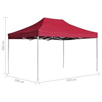 Partytent professioneel inklapbaar 4,5x3 m aluminium wijnrood - thumbnail