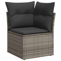 8-delige Loungeset met kussens poly rattan grijs - thumbnail