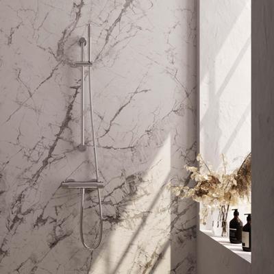 Douchekraanset Brauer Chrome Carving Opbouw Met Glijstang En Staafhanddouche Geborsteld Chroom Brauer