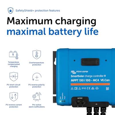 Victron Energy SmartSolar 150/100-MC-4 VE.Can Laadregelaar voor zonne-energie MPPT 12 V, 24 V, 48 V 100 A Victron Energy SmartSolar 150/100-MC-4 VE.Can Laadregelaar voor zonne-energie MPPT 12 V, 24 V, 48 V 100 A