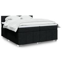 Boxspring met matras stof zwart 200x200 cm - thumbnail