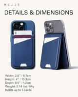 Mujjo Magsafe lederen card portomonee stand - Monaco Blue - thumbnail