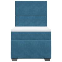 Boxspring met matras fluweel blauw 100x200 cm - thumbnail