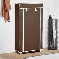 VidaXL Stoffen schoenenrek met hoes 58 x 28 x 106 cm bruin - thumbnail