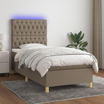 Boxspring met matras en LED stof taupe 80x200 cm