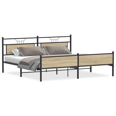 Bedframe zonder matras metaal sonoma eikenkleur 200x200 cm