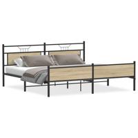 Bedframe zonder matras metaal sonoma eikenkleur 200x200 cm - thumbnail