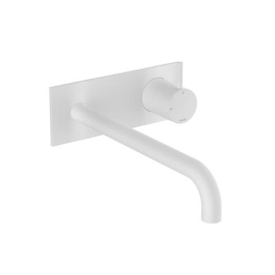 Hotbath Inbouw Wastafelkraan Met Achterplaat Cobber 25 cm Gebogen Uitloop 1-Hendel Mat Wit