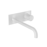 Hotbath Inbouw Wastafelkraan Met Achterplaat Cobber 25 cm Gebogen Uitloop 1-Hendel Mat Wit - thumbnail