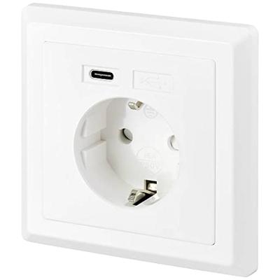 Sygonix SY-5238674 Stopcontact (onderbouw) Power Delivery, Aanraakbeveiliging, Met USB-C Wit