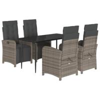 5-delige Tuinset met kussens poly rattan grijs - thumbnail
