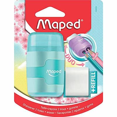 Maped potloodslijper + gom Connect Soft Touch, pastelkleur, op blister