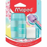 Maped potloodslijper + gom Connect Soft Touch, pastelkleur, op blister - thumbnail