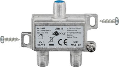 Wentronic 51445 SAT-schakelaar verdeelt/schakelt 1 LNB op 2 SAT-ontvangers Single 1 Stuk zilver