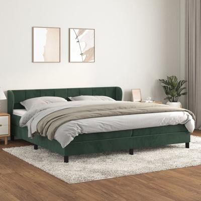 Boxspring met matras fluweel donkergroen 200x200 cm - thumbnail