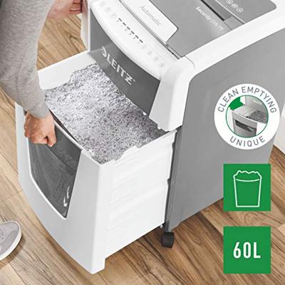 Leitz IQ Office 300 Autofeed P5 Papierversnipperaar 300 vellen Micro cut 2 x 15 mm P-5 60 l Ook geschikt voor Paperclips, Nietjes, Creditcards - thumbnail