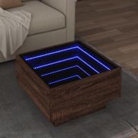 Salontafel met LED 50x50x30 cm bewerkt hout bruin eikenkleurig - thumbnail