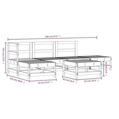 6-delige Loungeset massief grenenhout wit