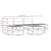 6-delige Loungeset massief grenenhout wit - thumbnail