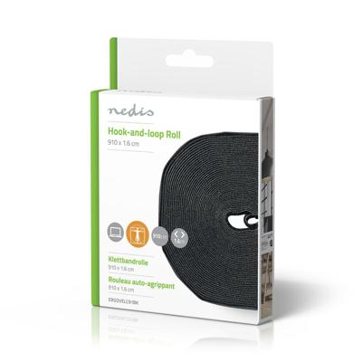 Nedis Klittenband | Klittenband Kabelbinder | 9100 mm | 1 stuks - ERGOVELC91BK ERGOVELC91BK - thumbnail