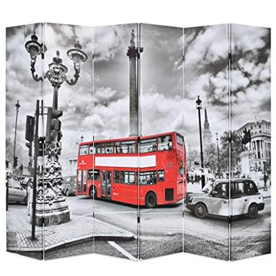 VidaXL Kamerscherm inklapbaar londen bus 228x170 cm zwart en wit