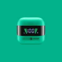 Music Sound, Spark TWS Hoofdtelefoon, Bluetooth, draadloos, led-display, 30 uur afspelen, automatische koppeling, touch-bediening op de oordopjes, groen - thumbnail