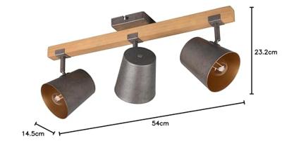 Trio SpotBell 3-lichts antiekgrijs met hout - 801900367