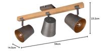 Trio SpotBell 3-lichts antiekgrijs met hout - 801900367 - thumbnail
