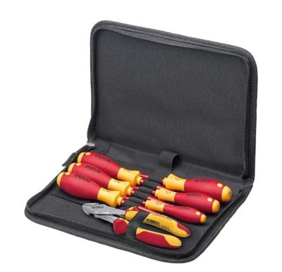 Wiha gereedschapset elektricien gereedschapsset (rood/geel, 7-delig in gereedschapetui)
