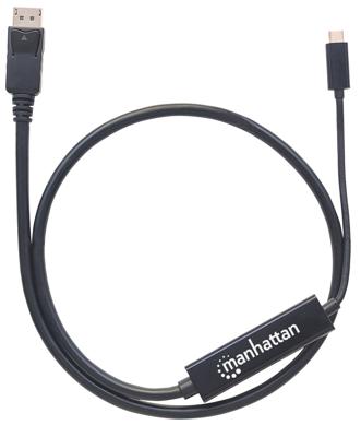 Manhattan 152471 USB-C-displaykabel USB-C / DisplayPort Adapterkabel USB-C stekker, DisplayPort-stekker 1.00 m Zwart Slimline