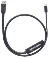 Manhattan 152471 USB-C-displaykabel USB-C / DisplayPort Adapterkabel USB-C stekker, DisplayPort-stekker 1.00 m Zwart Slimline - thumbnail