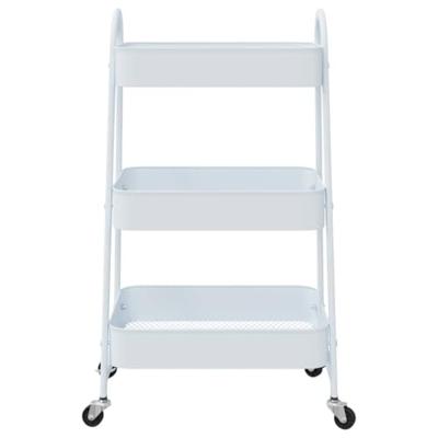 VidaXL Opbergtrolley 3-laags 42x41,5x77 cm staal wit