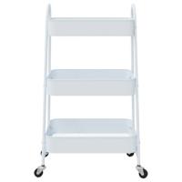 VidaXL Opbergtrolley 3-laags 42x41,5x77 cm staal wit - thumbnail