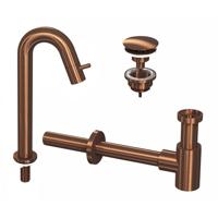 INK 5A Fonteinkraanset - staande Fonteinkraan - hoog gebogen - always open - plug en designSifon - Mat rose goud 9902482 - thumbnail