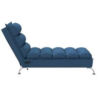 Massage chaise longue met kussens stof blauw - thumbnail