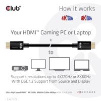 club3D HDMI Aansluitkabel HDMI-A-stekker, HDMI-A-stekker 1.00 m Zwart CAC-1371 10K UHD, 8K UHD HDMI-kabel - thumbnail