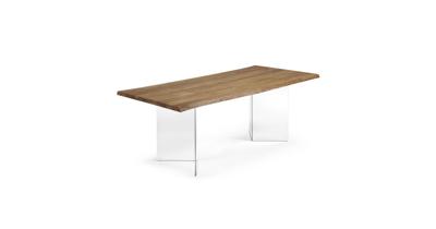Kave Home Eettafel 'Lotty' Eiken en Glas, 220 x 100cm Kave Home Eettafel 'Lotty' Eiken en Glas, 220 x 100cm