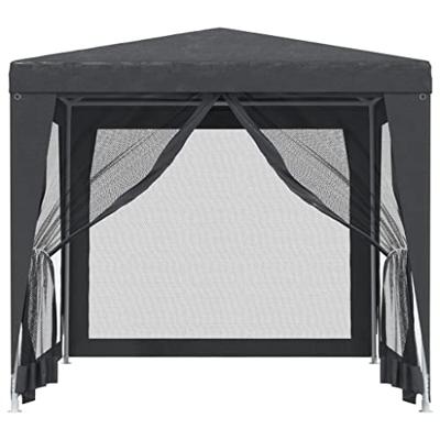 Partytent met 4 mesh zijwanden 2,5x2,5 m HDPE antracietkleurig - thumbnail