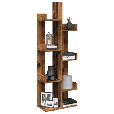 Boekenkast 48x25,5x140 cm bewerkt hout oud houtkleurig
