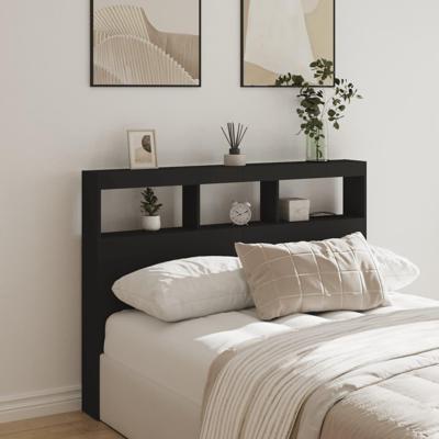 Hoofdbordkast met LED-verlichting 140x17x102 cm zwart Hoofdbordkast met LED-verlichting 140x17x102 cm zwart
