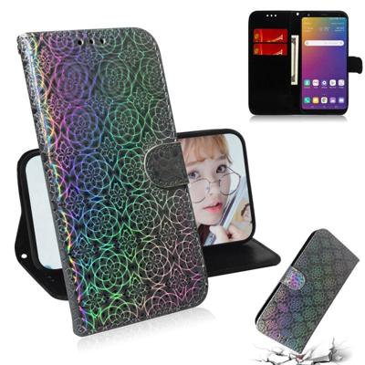 Voor LG Stylo 5 effen kleur kleurrijke magnetische Buckle horizontale Flip PU lederen draagtas met houder & kaartsleuven & portemonnee & Lanyard (zilv